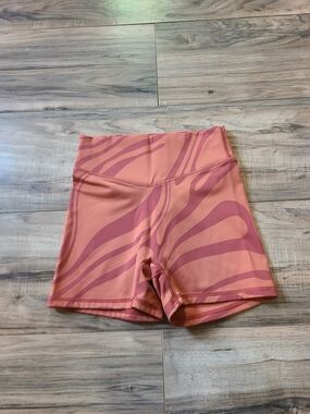 Vitality Balance Zebra Swirl Biker Shorts Orange High Rise Size XS 2in Inseam